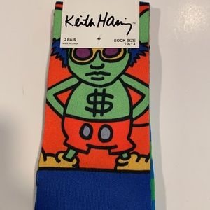 Keith Haring socks 2 pair NWT Sz 10 -13